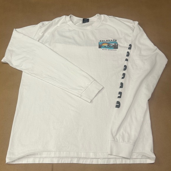 Prairie Mountain Other - Prairie Mountain White Colorado Rocky Mountains Long Sleeve Shirt Mens Large